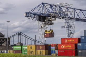 Container terminal at the Rhine port of Krefeld, inland port, 4th largest public port in North