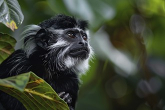 Pied Tamarin in tree. KI generiert, generiert, AI generated