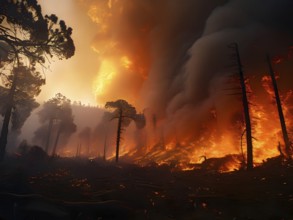 California forest fire out of control, AI generated