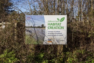 Information sign Sizewell C Consortium habitat creation project, Aldhurst Farm, Leiston, Suffolk,