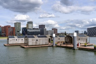 Floating hotel rooms, Wikkelboat in the Rijnhaven, the Rijnhaven, a 28-hectare harbour basin, has