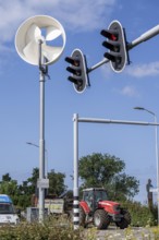 A mini wind power plant in the small Dutch town of Haarlemmermeer supplies the traffic lights at a