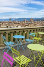 Colourful chairs on Piazza Michelangelo, city view, city trip, tourism, empty, nobody, crisis,