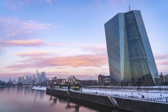 The skyline of Frankfurt am Main, skyscrapers of the banking district, building of the European