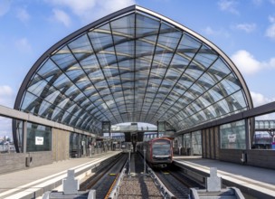 Track system at Elbbrücken station, journey towards the city centre, to the main station, S-Bahn,