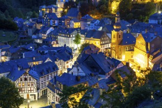 The town of Monschau, in the Eifel, on the river Rur, North Rhine-Westphalia, Germany, Europe