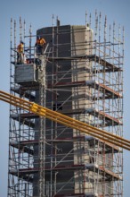 New construction of the motorway bridge Neuenkamp of the A40, over the Rhine near Duisburg,