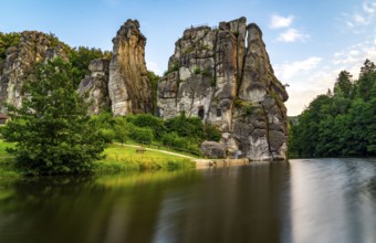 The Externsteine, a sandstone rock formation, Wiembecketeich, in the Teutoburg Forest, near