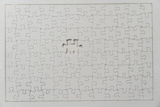 Puzzle game, blank, white, without motif, for printing, one piece missing