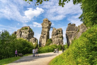 The Externsteine, a sandstone rock formation, in the Teutoburg Forest, near Horn-Bad Meinberg,