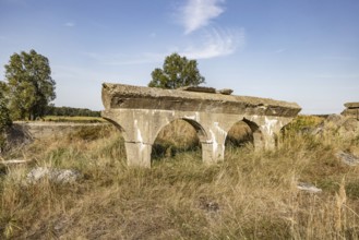 Blasted bunkers in the Peene meadows near the Historical-Technical Museum. National Socialists