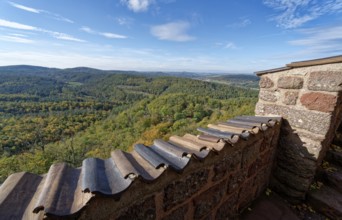 View from Wartburg Castle. The castle near Eisenach, in the north-western Thuringian Forest, was