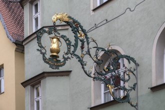 Nose shield with golden jug, Dinklesbühl, Bavaria, Germany, Europe