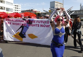 Sex workers demonstrate against the Prostitutes Protection Act on International Whores' Day. They