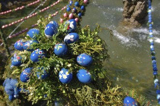 Easter custom, Easter fountain in Franconian Switzerland, detail, here in Bieberbach, district of