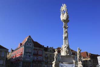 Trinity Column or Plague Column at Piata Unirii, Unification Square, Timisoara, Timisoara, Banat,