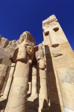 Part of the temple complex, column with head, mortuary temple of Hatshepsut, Hatshepsut Temple in