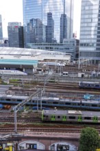 Shinkansen trains and regional trains at Tokyo Station in Tokyo, Japan, Asia