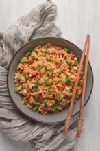 Fried Rice, with vegetables and egg, Chinese cuisine, homemade, no people