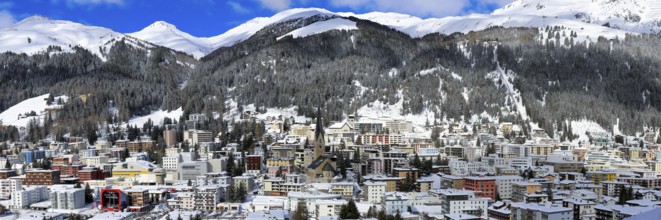 City panorama of Davos, Switzerland, Europe