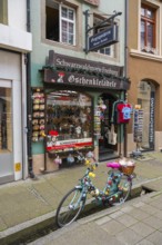 Traditional souvenir shop with items from the Black Forest in the historic city centre of Freiburg