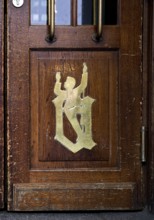 Uerige Obergärige Hausbrauerei, entrance door with logo to the Zum Uerige restaurant, Düsseldorf,