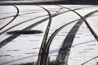 Slipperiness due to ice and snow, symbolic image, winter, Germany, Europe