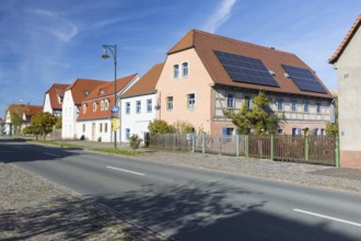 Historic development in Altriesa with farmhouses, Riesa, Saxony, Germany, Europe