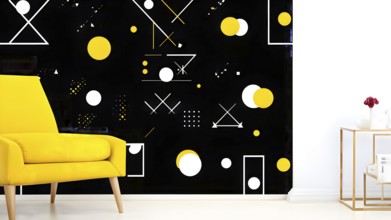 Abstract geometric shapes in yellow color accent to evoke feelings of fun and ease, AI generated