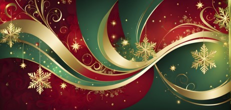 Abstract wallpaper illustration of Christmas symbols for gift cards, swirling shapes and lines, in