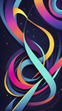 Abstract minimalist illustration theme in vibrant neon color accents symbolizing fun and ease, AI