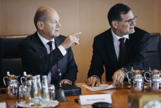 Federal Chancellor Olaf Scholz (SPD), together with Wolfgang Schmidt (SPD), Head of the Federal