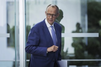 Friedrich Merz, CDU party chairman, at the Federal Press Conference on the consequences of Solingen