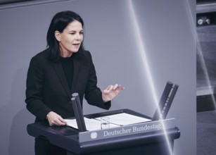 Annalena Bärbock (Alliance 90/The Greens), Federal Minister for Foreign Affairs, delivers a speech