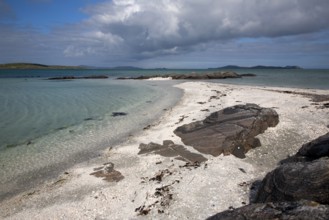 White sand at Traigh Mhor beach, the Cockle Strand, Barra, Outer Hebrides, Scotland, UK