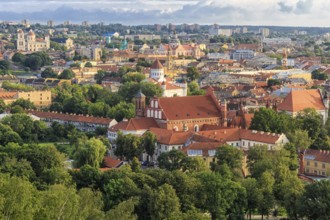 Evening panorama of the city. The historic center of Vilnius