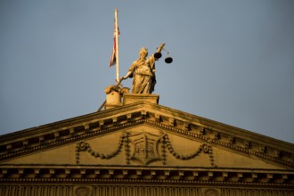 Scales of Justice on Guildhall, Bath, Somerset, England, UK