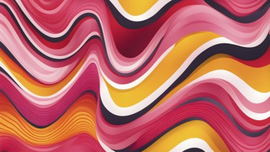 Seamless abstract pattern of vector fluid curved lines creating a dynamic ripple effect in vibrant