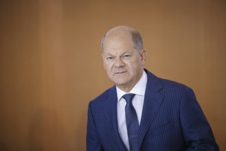 Olaf Scholz (SPD), Federal Chancellor, pictured at the start of a cabinet meeting in the Federal