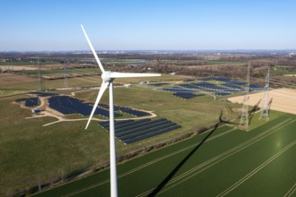 Part of a new line route, 380 KV extra-high-voltage line between Osterath and Gohr, 6-hectare solar