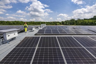 Germany's largest floating solar power plant on the Silbersee III, a quarry pond no longer used for