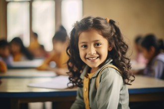 Young smiling girl child at school. KI generiert, generiert, AI generated