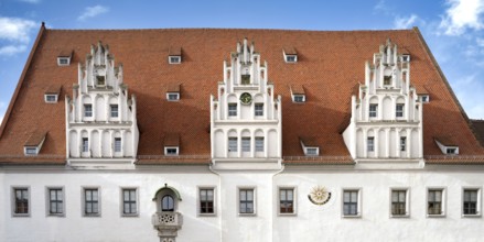 Old city Hall with stepped gables, Market square, Meissen, Saxony, Germany, Europe