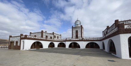 Panorama of view of inner courtyard of building complex of lighthouse Faro de la Entallada from 50s