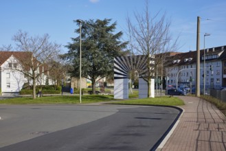 Art object La Porta Aperta by Marcello Morandini at the bus station in Hattingen, Ennepe-Ruhr