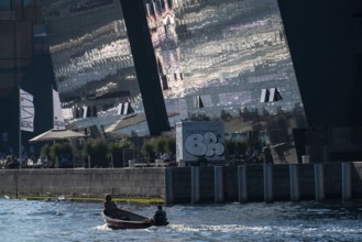 The Danish Royal Library, new building, the so-called Black Diamond, at the harbour, Copenhagen,