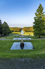 Historic baroque gardens in Kleve, from the 17th century, amphitheatre on the Springenberg, statue