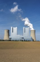 The RWE lignite-fired power plant Neurath, near Grevenbroich, Germany, largest German coal-fired