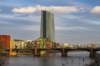 The building of the European Central Bank, ECB, on the Main, Flößerbrücke, in Frankfurt, Hesse,