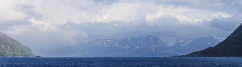 Panorama of Fjord and Mountains from ALESUND, Geirangerfjord, Norway, Europe